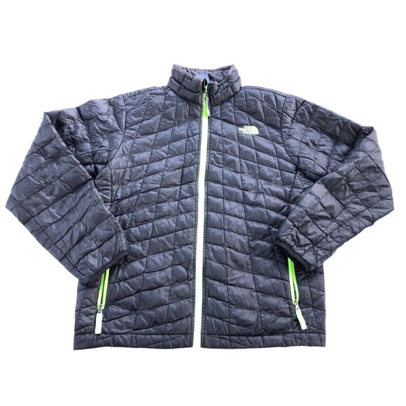 The North Face Thermoball Puffer Jacket Youth Size L 14/16 Black W neon Green